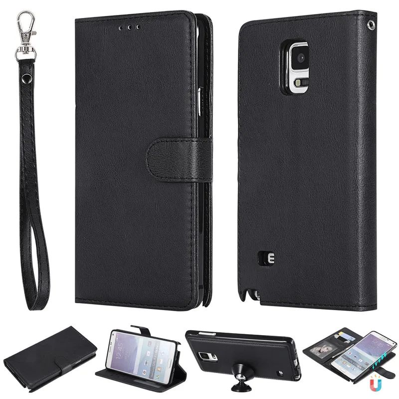 

Leather Case For Samsung Galaxy Note 4 Wallet Flip Stand Strong Magnet Business Mobile Phone Cases Cover Decathable Two in one