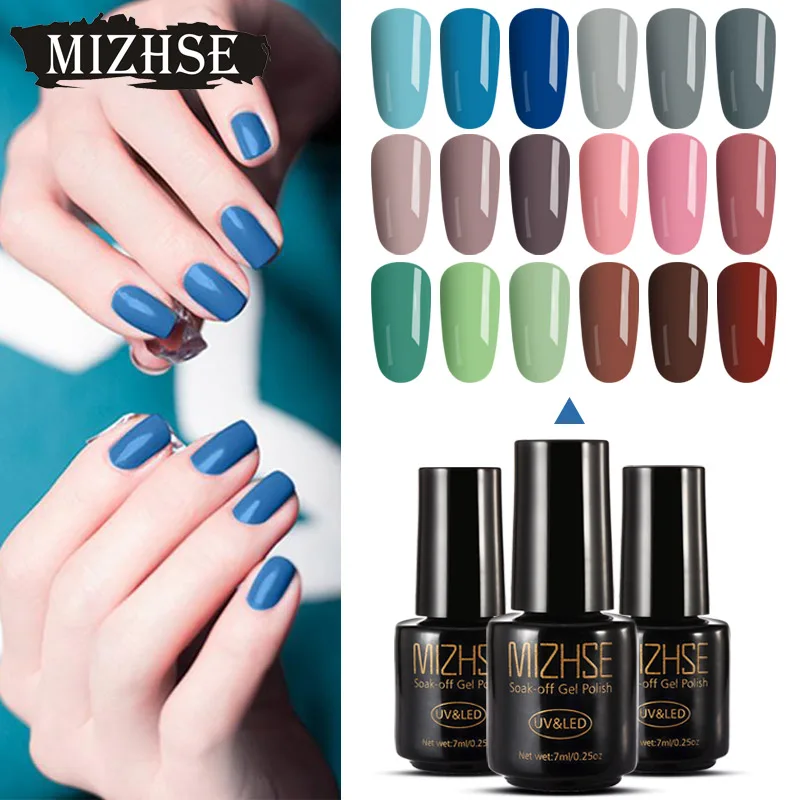 MIZHSE 7 мл светильник цветной гель лак набор Esmalte Gelpolish резиновая основа верхнее