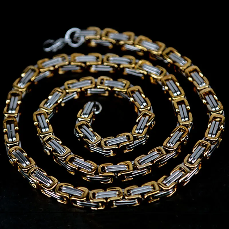 Мужская цепочка серебристого и золотого цвета из нержавеющей стали 316 22 дюйма