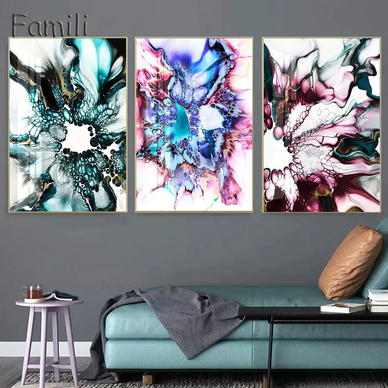 Скандинавский абстрактный цвет spalsh синий золотой Холст Картина постер и печать