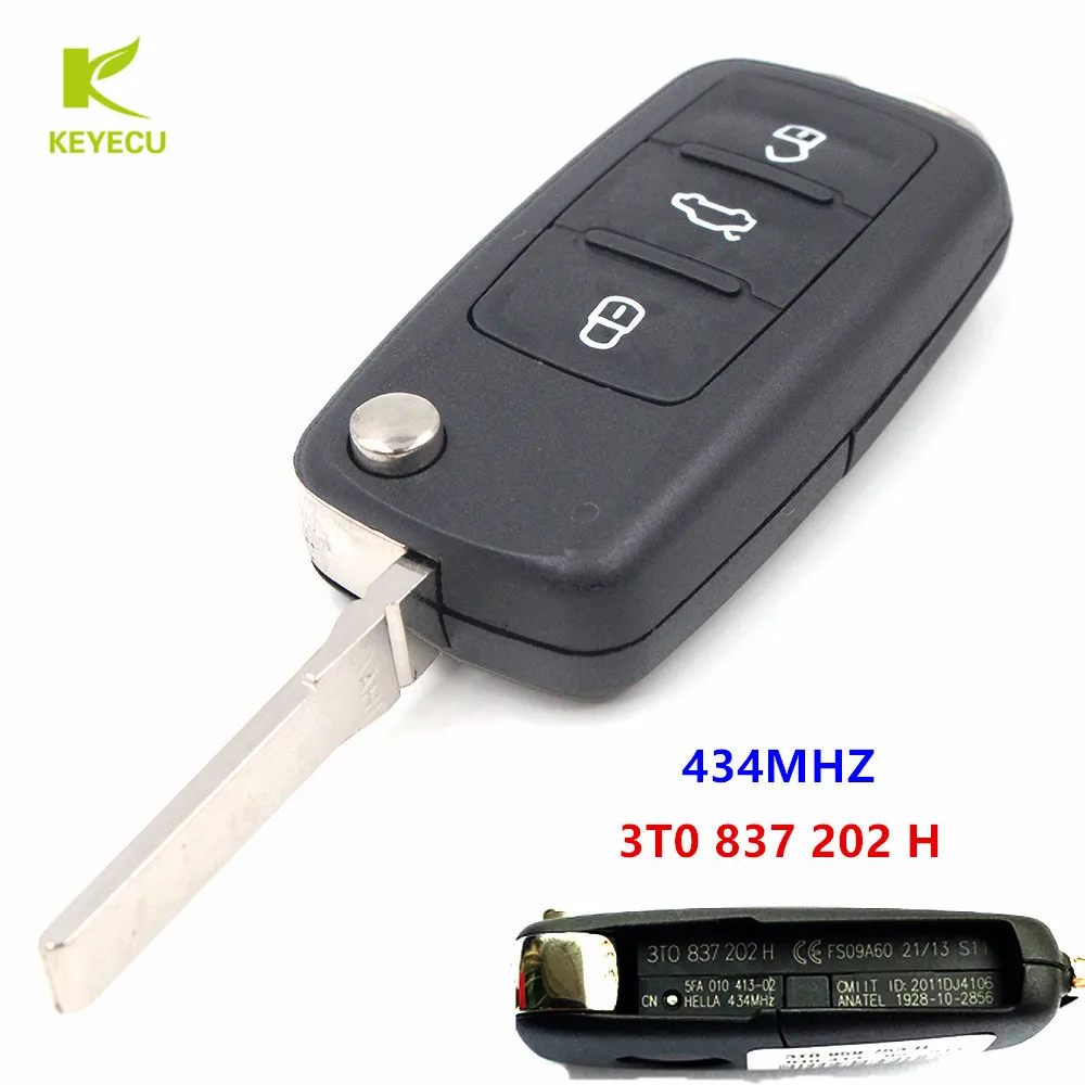 Запасной ключ KEYECU для Skoda Octavia Rapid Roomster Yeti Fabia Citigo 3T0 434 837 H 202 МГц|chip id48|chip skodachip keys |