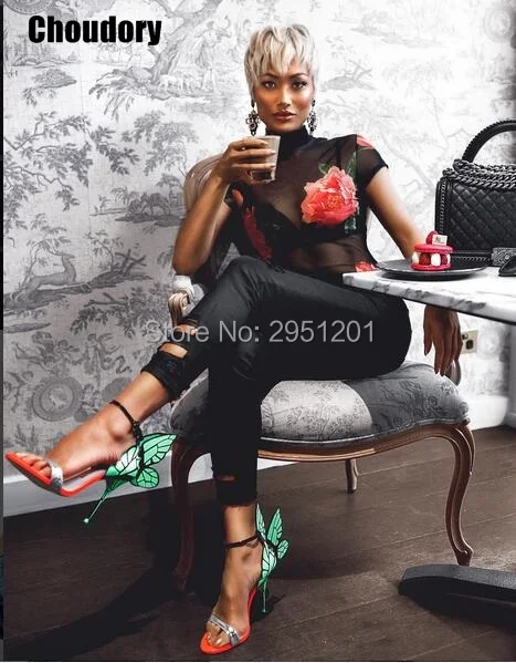 Женские босоножки на высоком каблуке туфли-лодочки с открытым носком ремешком