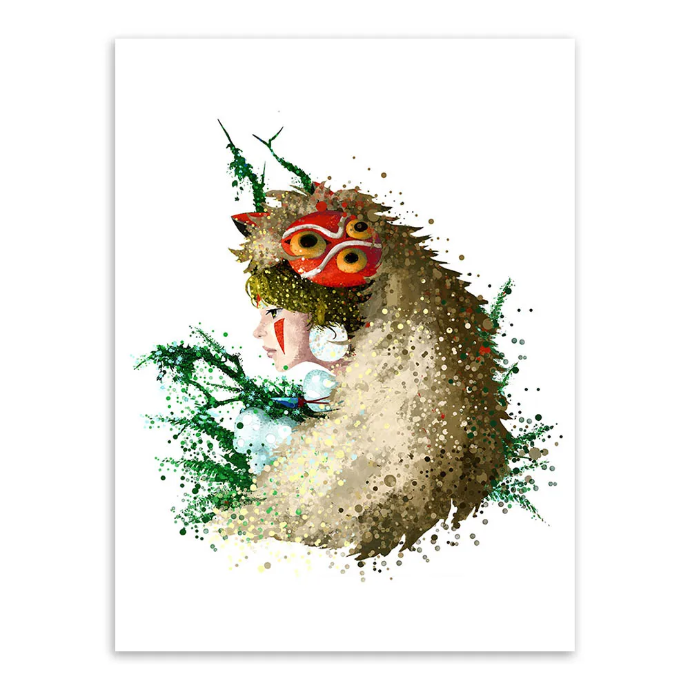 Акварель Миядзаки Поп аниме Принцесса Мононоке холст печать плакат Настенные