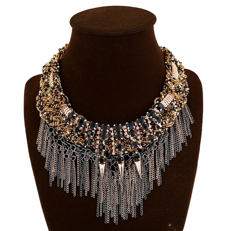 Женский винтажный нагрудник DiLiCa ожерелье из сплава с бусинами и кисточками