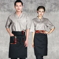 2018 japanese cuisine chefs jacket men women sushi restaurant waiter workwear korean shop chef top linen coat free shipping