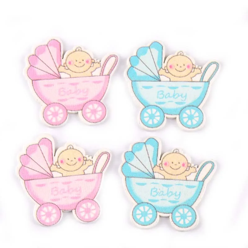 Без отверстий синий/розовый детская коляска окрашенные деревянные кнопки для