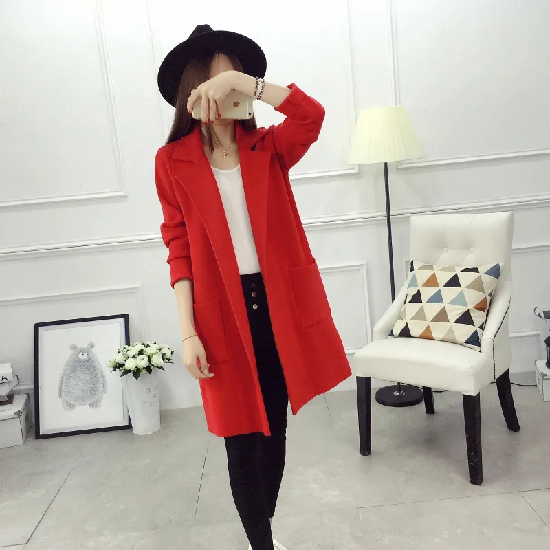 HF8291 Red H. SA, зимние женские длинные кардиганы, пальто, повседневная трикотажная куртка, пальто, свитер, женское пончо, Рождественский свитер, кардиган, Feminino - Цвет: HF8291 Red