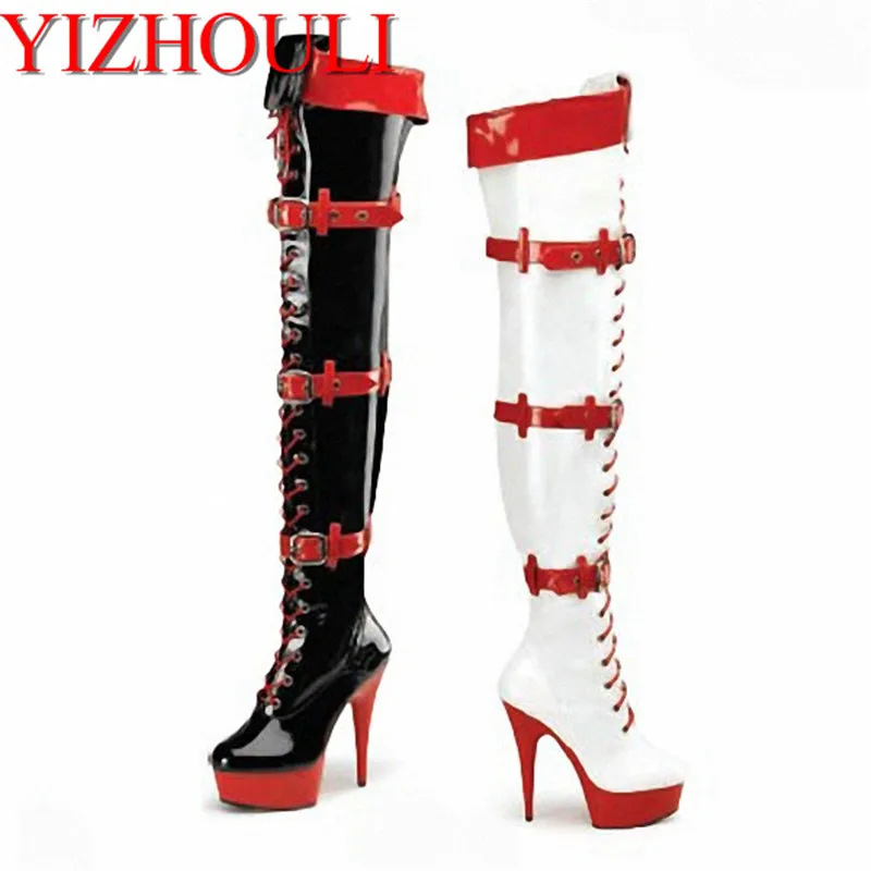 

sexy clubbing 15cm Platforms stiletto boots Fashion pole dancing 6 inch Over The Knee Boots women motorcycle boots