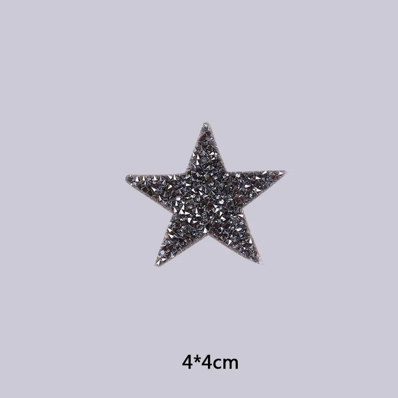 Gray 4cm Стразы для обуви с кристаллами, звездная аппликация, нашивки для одежды, разные размеры, сумка для одежды, высокое качество, сделай сам, 1 шт., железо на - Цвет: Gray 4cm