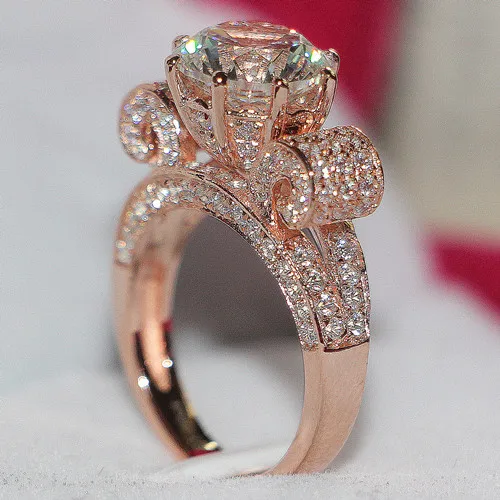 Женское кольцо с бриллиантом розовое золото 14 к 925 пробы 3 карата ring for rings for