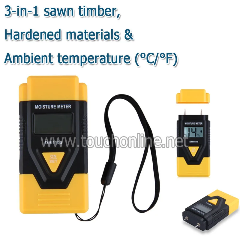 

3 in 1 Digital Wood Building material Moisture Meter, Sawn timber, Hardened materials and Ambient temperature DM1100