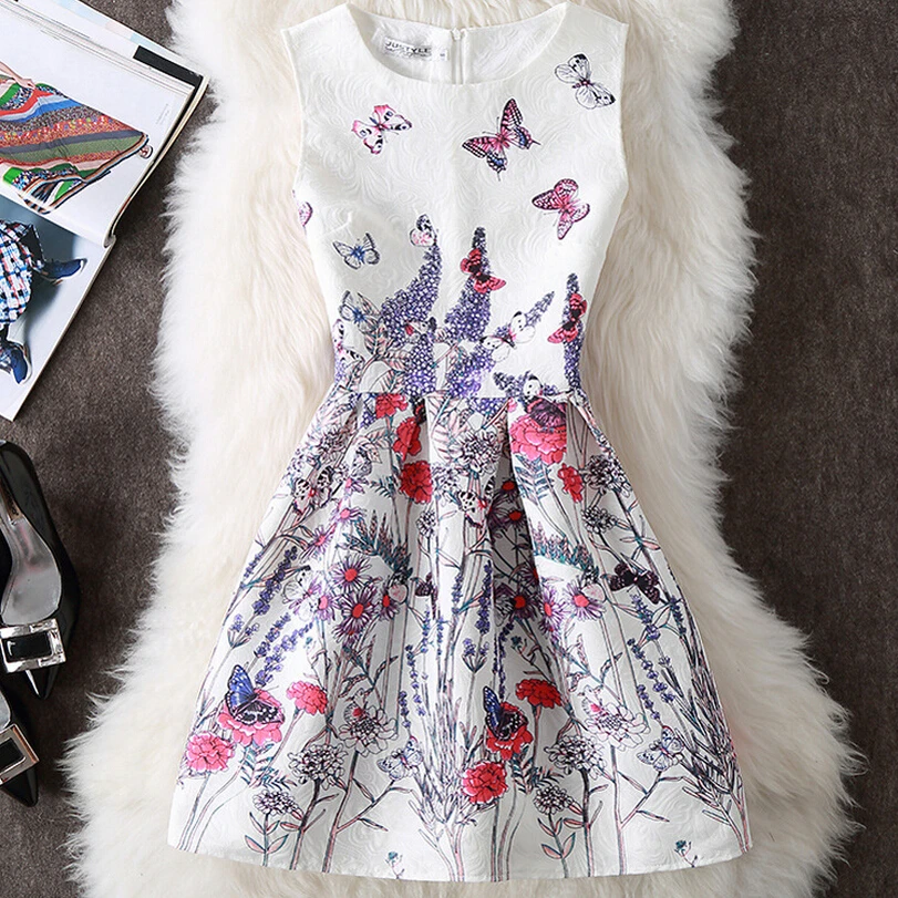 Темперамент жаккардовые летом без рукавов Белый с принтом бабочки показать