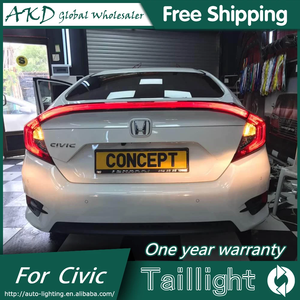 AKD автомобильный Стайлинг задний фонарь для Honda Civic задний светильник s Civic X светодиодный задний светильник светодиодный сигнальный светодиодный DRL Стоп задний фонарь аксессуары