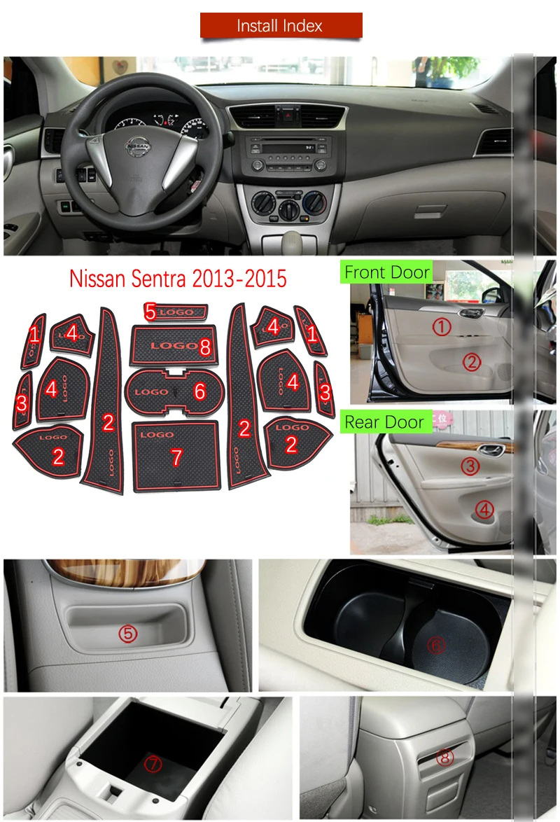Для Nissan Sentra 2013 B17 противоскользящая резиновая чашка Подушка дверной паз коврик для Nissan Pulsar Sylphy аксессуары наклейки