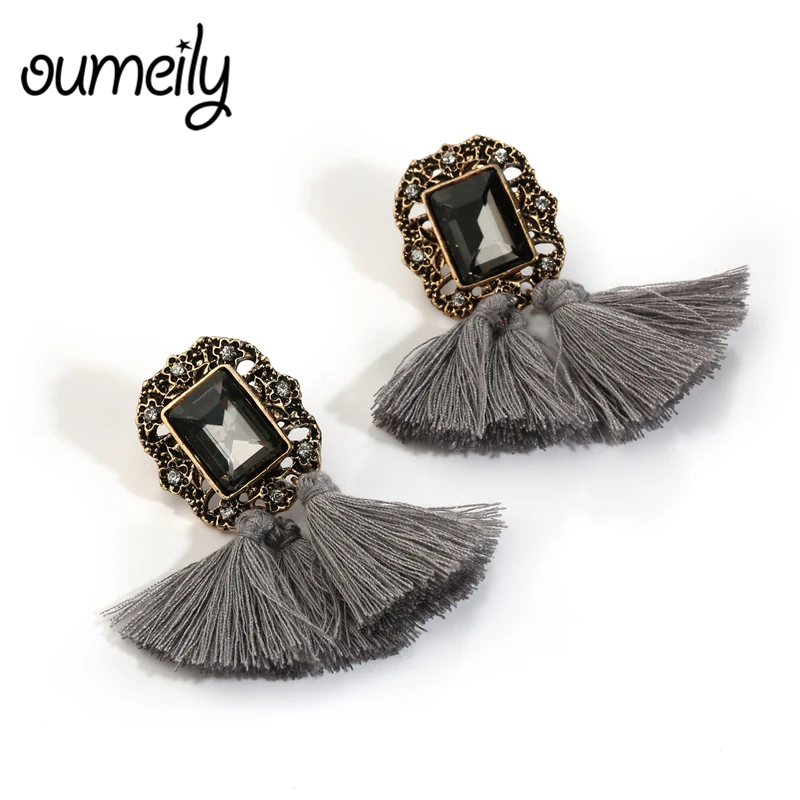 Серьги OUMEILY австрийские бисерные серьги с кристаллами в стиле бохо кисточками