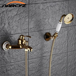 Смесители для ванны, настенные золотистыехромированные смесители для душа для ванны, латунный душ для ванной комнаты без скользящего смесителя XT361