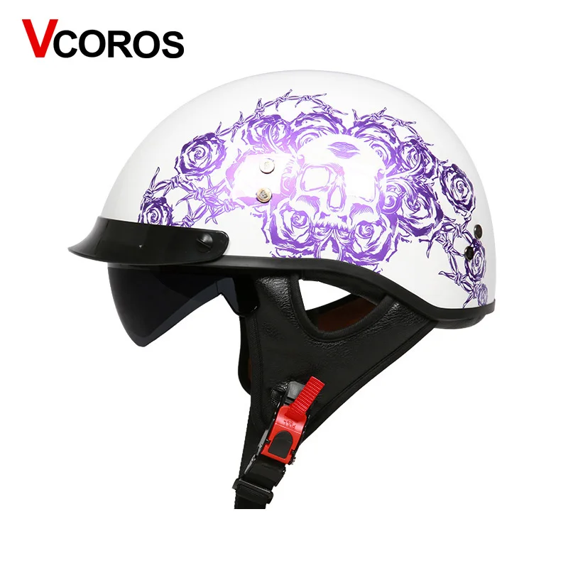Мотоциклетный шлем VCOROS Стильный из стекловолокна с внутренним солнцезащитным