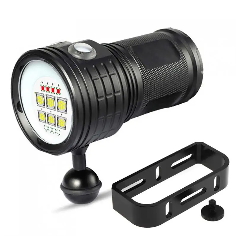 

QX14-7 300W Six 9090 White XML2 Four XPE Blue R5 Four XPE Red R5 LED Underwater 80m Diving Flashlight with Spherical Bracket