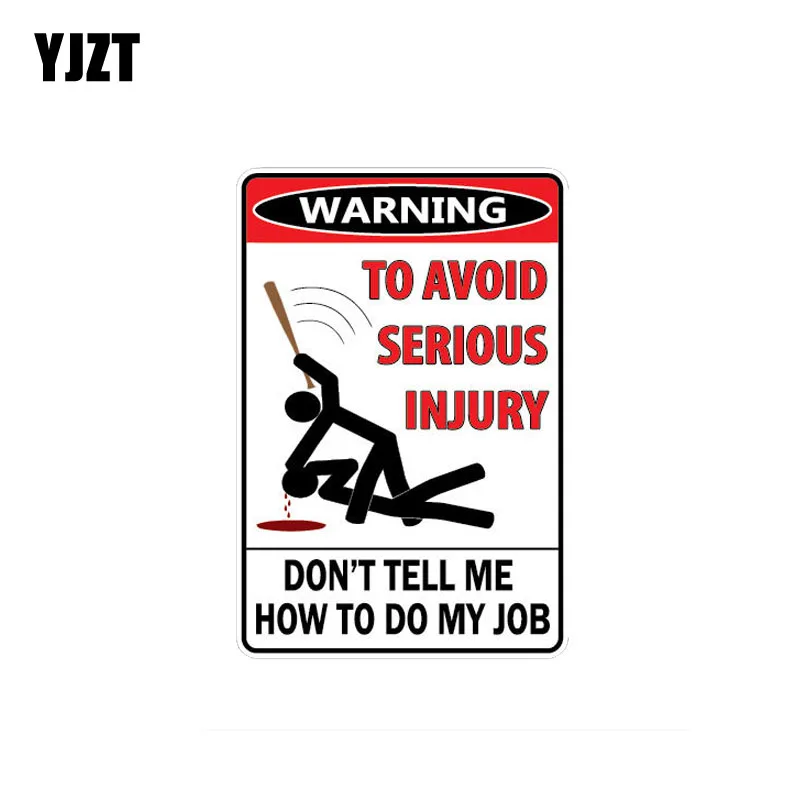 

YJZT 8CM*11.9CM Warning Car Sticker Decal Avoid Injury Funny PVC Decal 12-0700