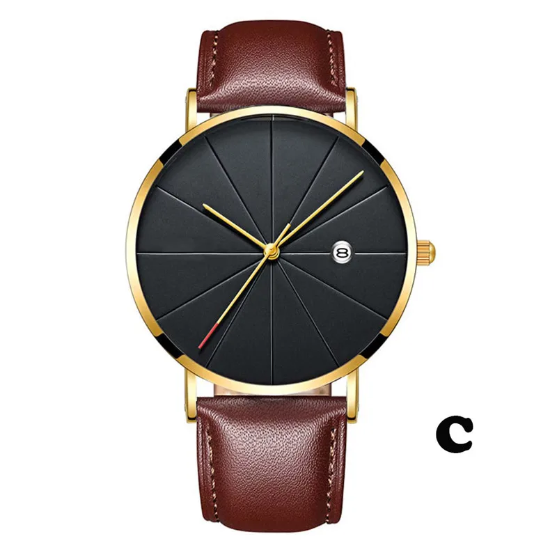 C Relogio Masculino модные минималистичные часы мужские брендовые Роскошные ультра-тонкие наручные часы Мужские часы erkek kol saati reloj hombre - Цвет: C