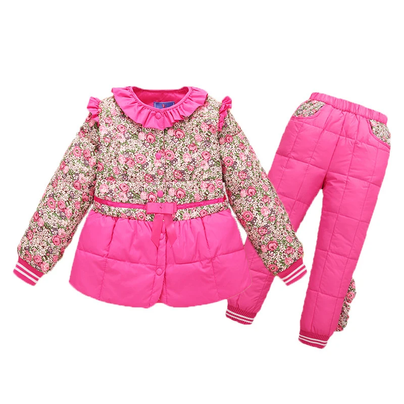 Зимняя одежда для мальчиков и девочек комплект одежды куртка пуховик+ брюки