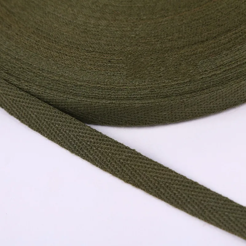 Ribbon 1cm 2cm Multi Color Herringbone Tape Ribbons 10mm Woven Cotton Sewing Overlock Cloth Strap Belt DIY Accessories 50Yards