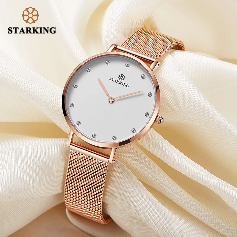 Роскошные женские часы STARKING, 6 мм, стразы, водонепроницаемые, Relogio Feminino, модные, женские, винтажные, с сетчатым ремешком, простые часы