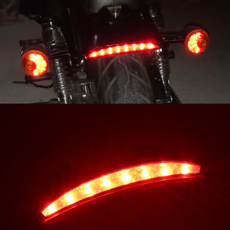 

1pcs Motorcycle Rear Fender Edge LED Tail Warning Stop Light Smoke/Red/Clear Lens For Harley Iron 883 XL883N XL1200N Chopped