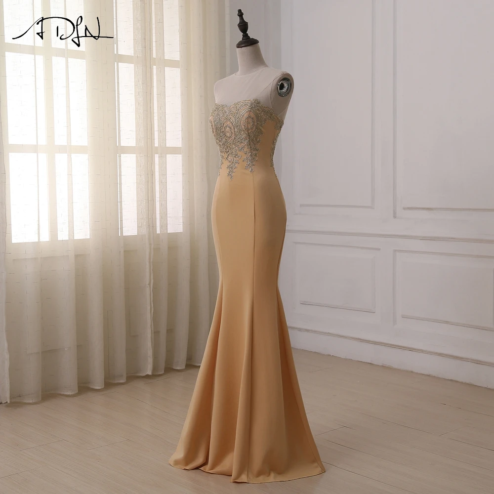 ADLN недорогое вечернее платье в наличии Золотая аппликация с рукавом крылышком