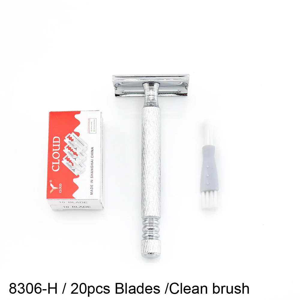 8206 H 20Blades Двойная Безопасная бритва, металлическая бритва 8306H 8206E 8206M Yingjili, хорошее качество, низкая цена, 1 шт./лот, новинка - Цвет: 8206 H 20Blades