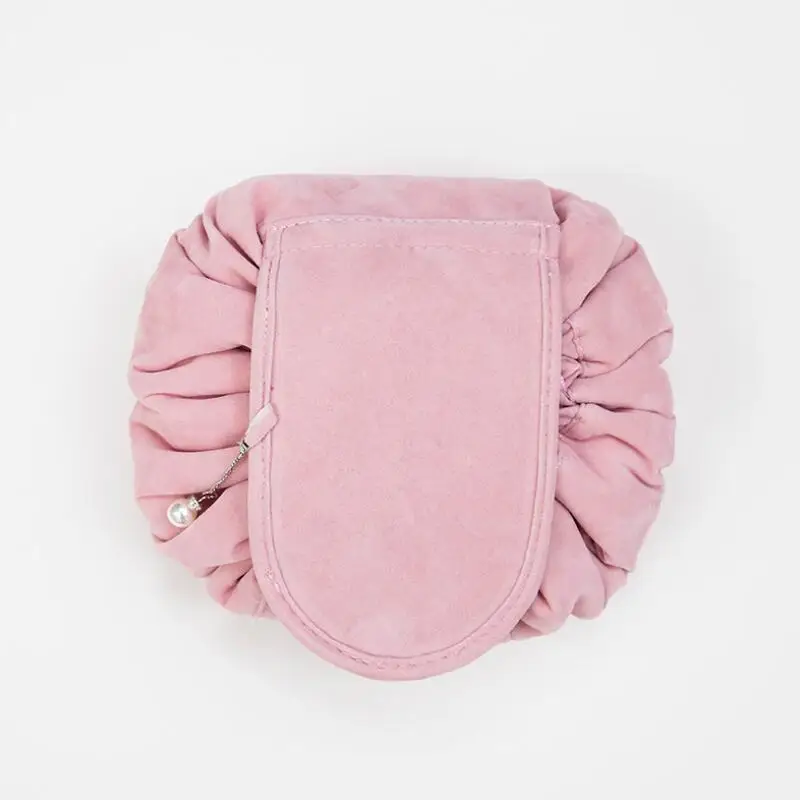 Pink Новейшие мягкие фланелевые дорожные туалетные принадлежности и косметика сумка девочка Волшебный мешочек Складной футляр для косметики Drawstring термоусадочный Органайзер складывающийся мешок - Цвет: Pink