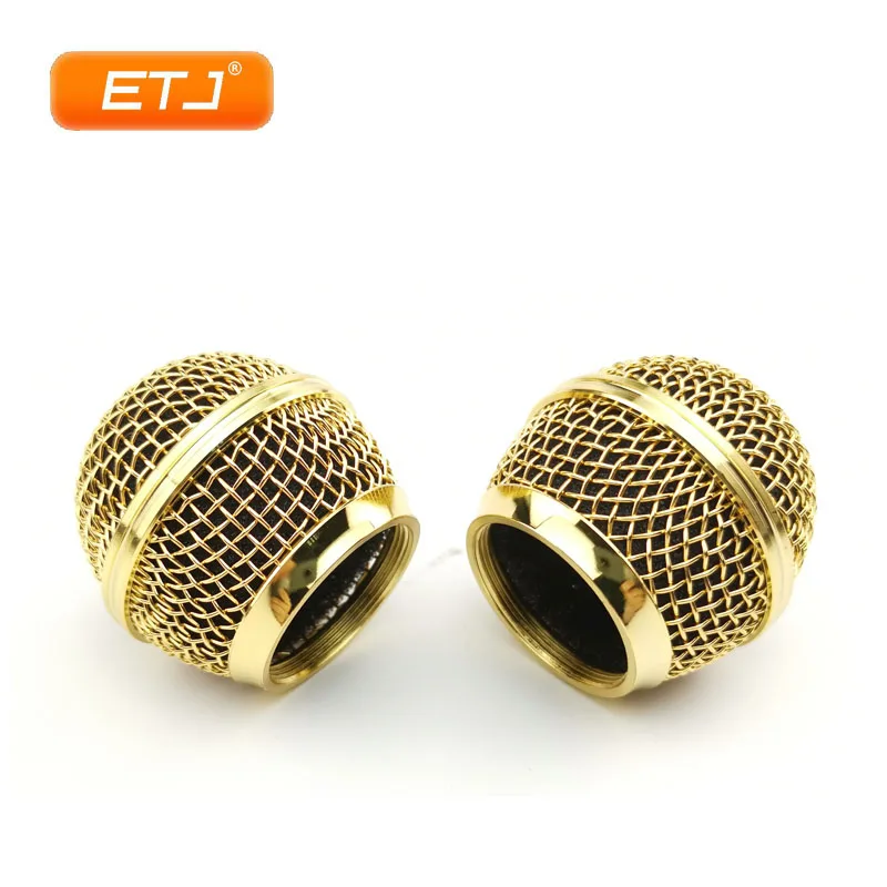 

10pcs Microphone Ball Mesh Grille Beta58 SM 58 Microphone Accessories Ball Head Replacement Accessory Electroplating Gold Color
