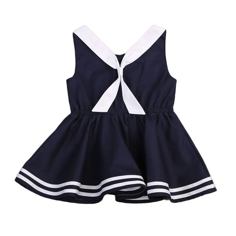 Girl Cotton Dress Baby Princess Navy Style Bow Girls Dresses 2017 Autumn vestidos Infant Toddler Clothes | Детская одежда и обувь