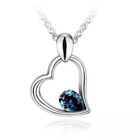 heart necklace hot sell silver plated elegant jewelry austrian crystal pendants women jewerly