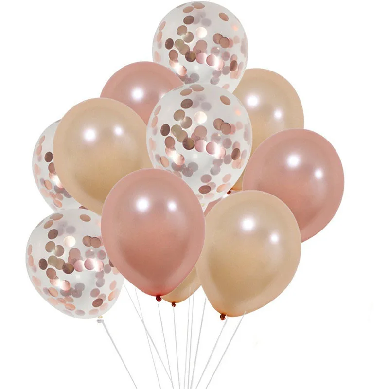 Смешанные розовые золотые тематические шары Шампанское Золотые цифры конфетти