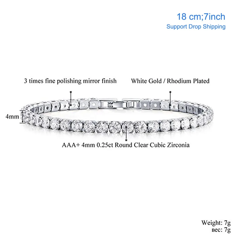Женский простой браслет-цепочка стильный роскошный браслет из 4 мм кубического