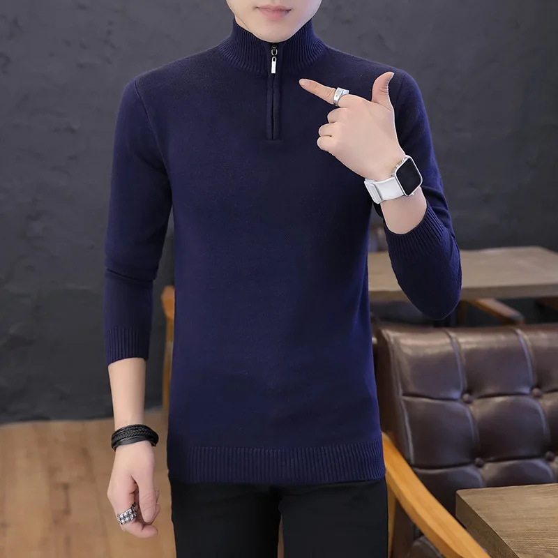 Повседневный мужской вязаный пуловер свитера однотонный модный свитер тонкий