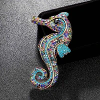 zlxgirl big size austrian crystal seahorse animal brooches pins anniversary jewelry metal alloy mens fashion hijab accessory