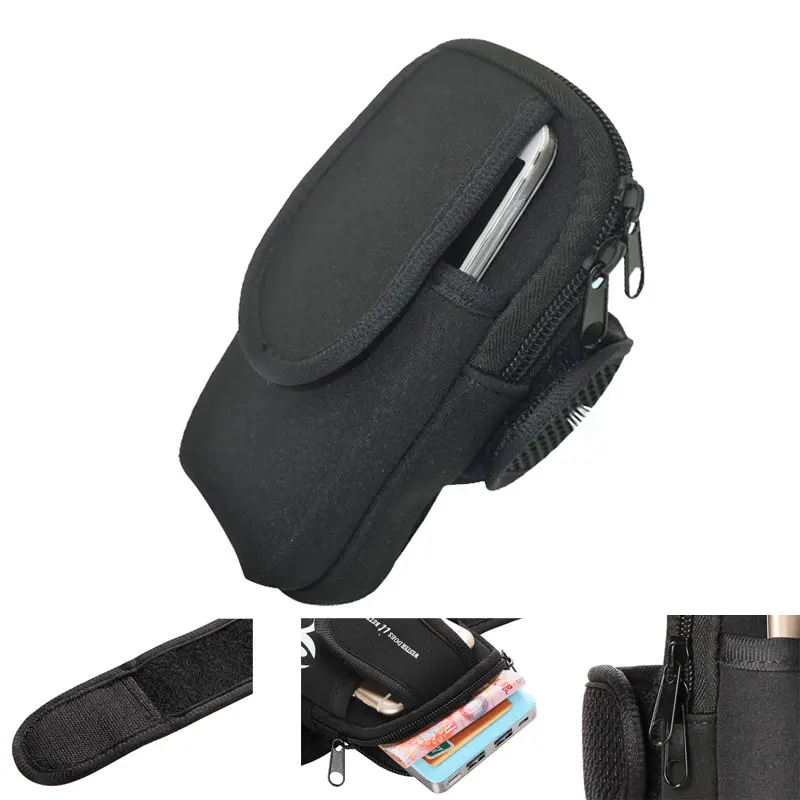 Двойной нейлоновый спортивный чехол на молнии с карманами для iPhone 5S 6 6S 7 Samsung Galaxy