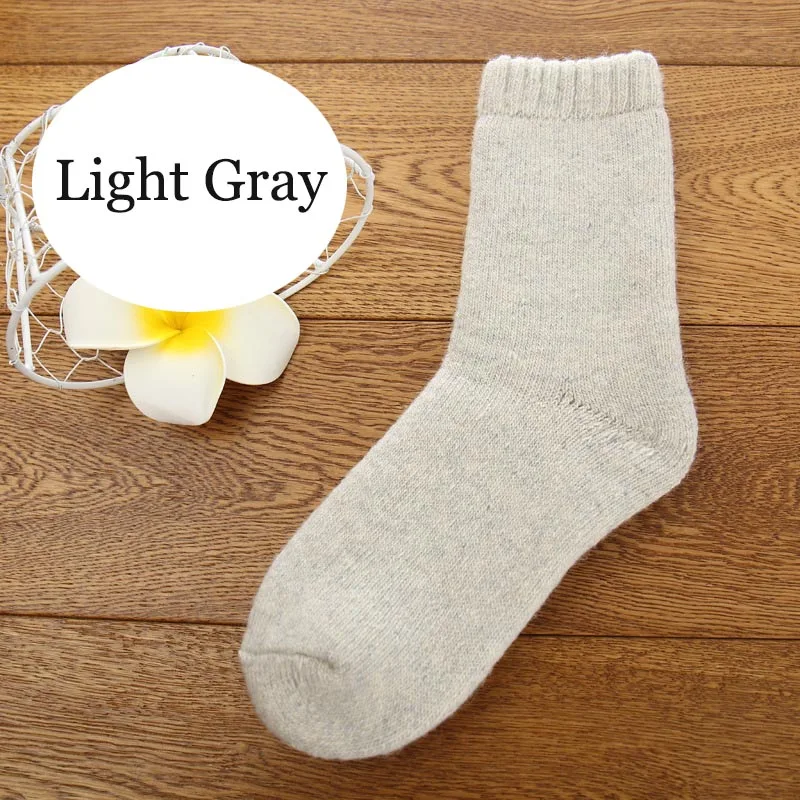 Light gray Новые зимние толстые шерстяные носки женские теплые хлопковые кашемировые носки для женщин, однотонные носки супер плотные махровые носки для девочек - Цвет: Light gray