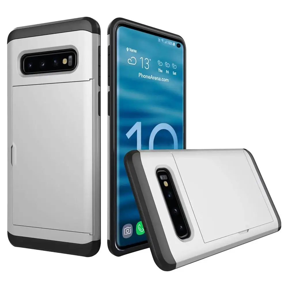 Серебристый Чехол для samsung Galaxy S10 Plus, чехлы с карманом для карт, Роскошный чехол для телефона, чехол для Galaxy ys10 S10Plus S10e S 10 E 10 S, чехол для ПК, Fundas - Цвет: Серебристый
