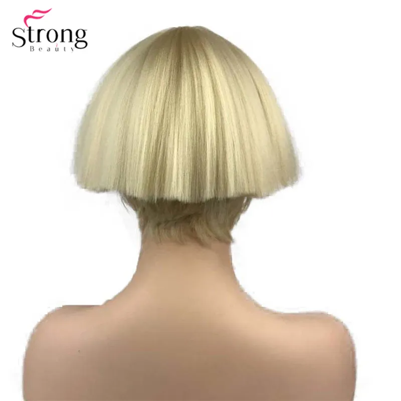 StrongBeauty короткий боб синтетический парик Shroom прическа красная чаша стрижка красные черные светлые белые парики
