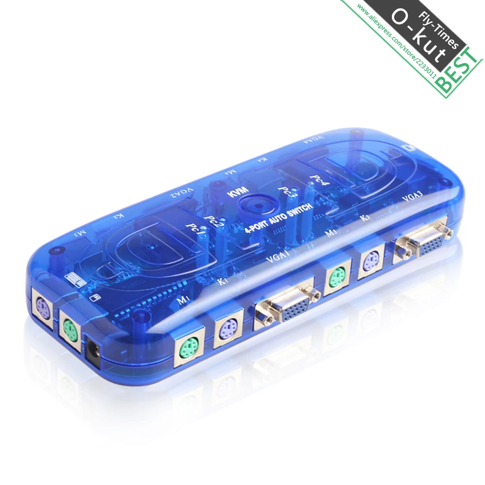 4 порта PS2 KVM Переключатель для Управления Компьютерами Монитор Клавиатура Мышь