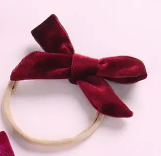 Burgundy with band Бархатный завязанный вручную бант из нейлона повязка на голову или зажим для осени и зимы, школьные бархатные аксессуары для волос - Цвет: Burgundy with band