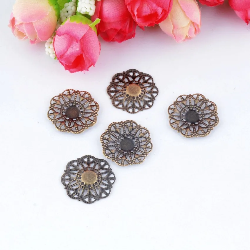 Бесплатная доставка! 200 античный бронзовый цветок Обертывания соединители