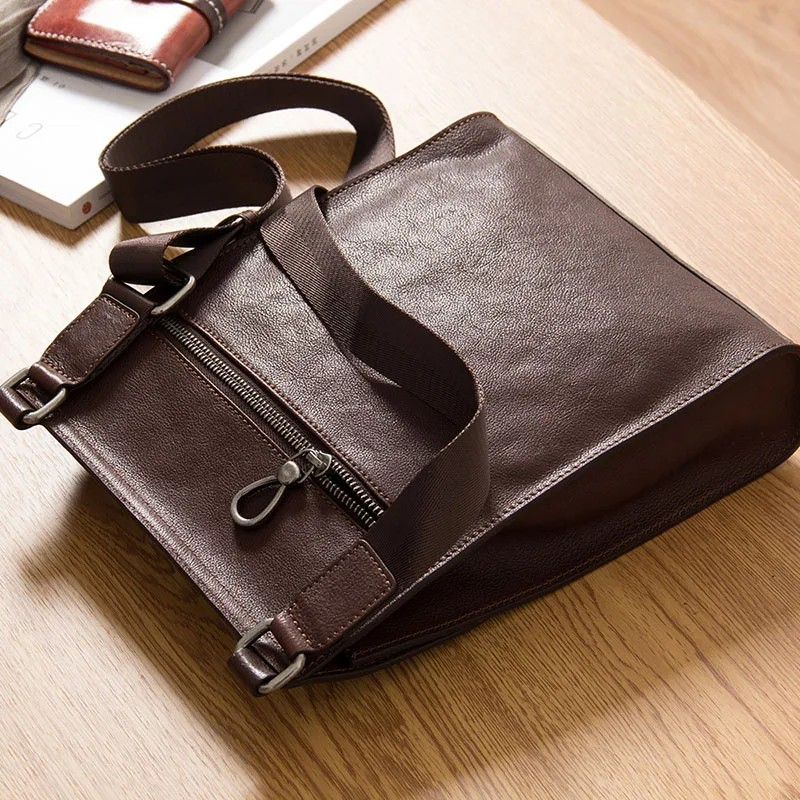 AETOO мужская кожаная сумка на плечо повседневная модная простая воловья Наклонная