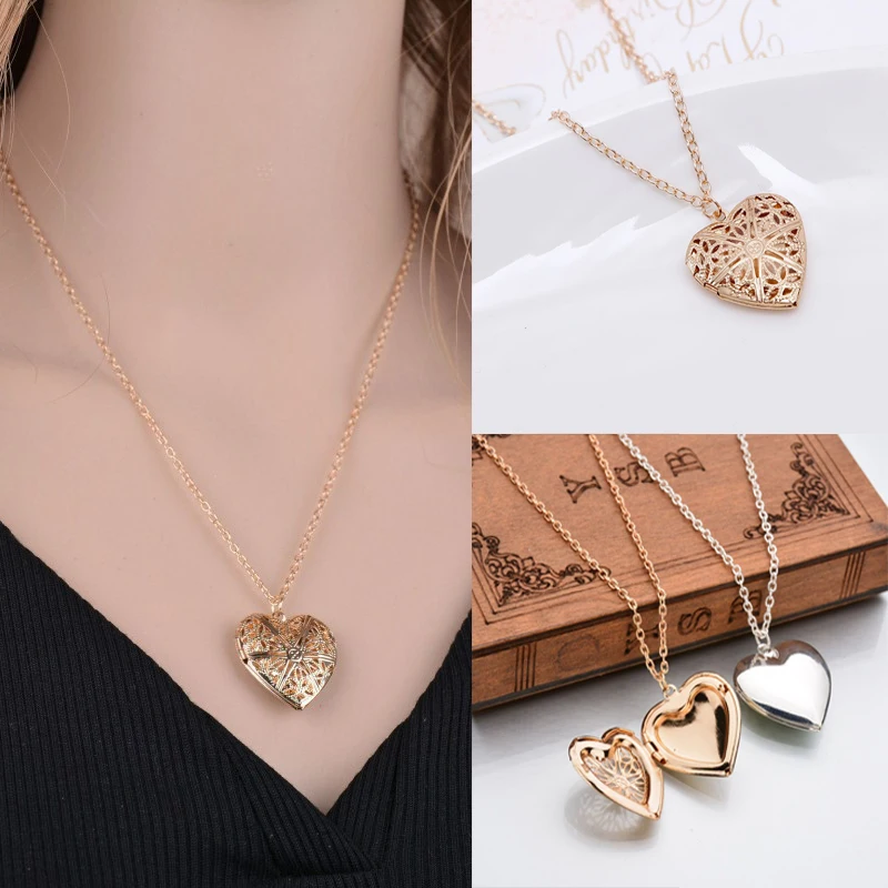 Женское ожерелье с подвеской в форме сердца винтажное золотого цвета