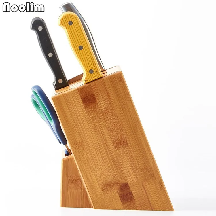 NOOLIM деревянный держатель для кухонных ножей, многофункциональная стойка для хранения, держатель для инструментов, бамбуковая подставка для ножей, кухонные аксессуары