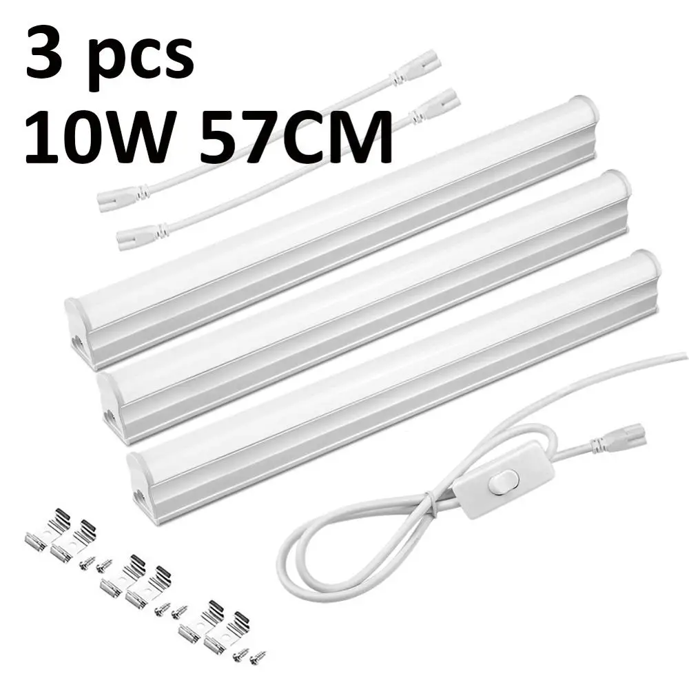 3 PCS 10W 1 комплект, светодиодный ламповый светильник, 220 В, T5, ламповая лампа, светодиодная лампа, leuchtstofflampe для стены, кухни, потолка - Испускаемый цвет: 3 PCS 10W
