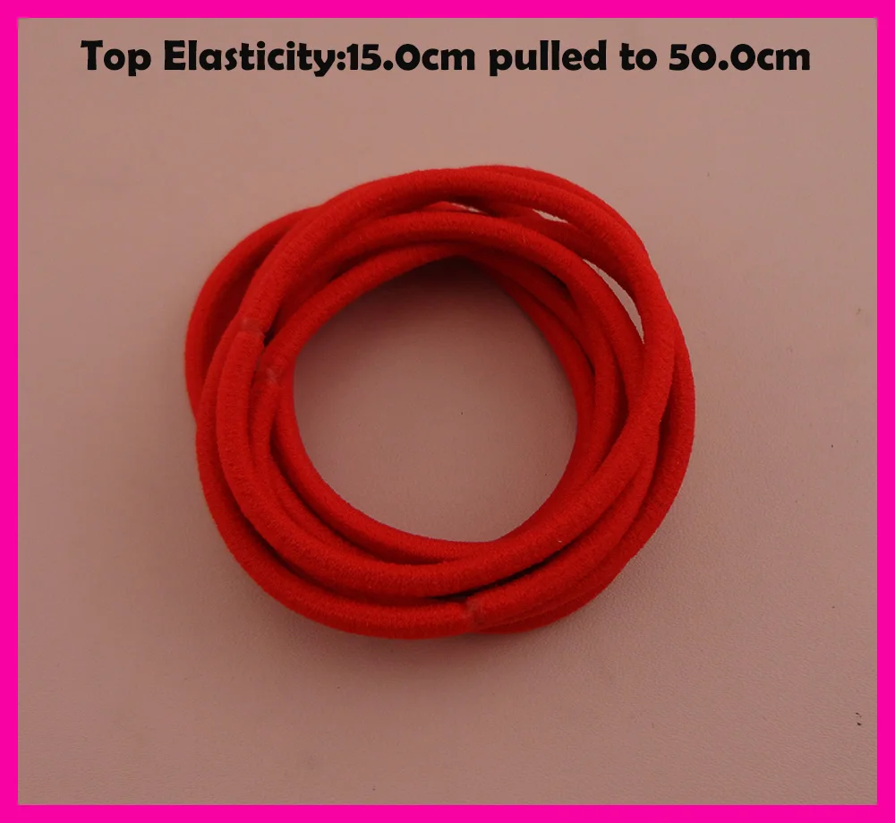 

50PCS 3mm Top Elasticity Hot Red Elastic Ponytail Holders rope with gluing connection,seamless elastic hair ties hair bands